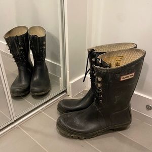 Unisex 10M/11F Hunter marble print rain boots